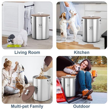 25 lb Stainless Steel Dog Food Storage Container with Airtight Lid for Pet