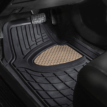 FH GROUP Beige F11511BEIGE Heavy Duty Tall Channel Floor Mats All-Weather Accessories for Trucks, Cars, and Automotive Purposes Trim-to-Fit