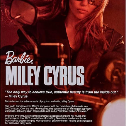 Barbie Signature Doll, Miley Cyrus Posable Collectible in Faux Leather Outfit with Hood and Heels