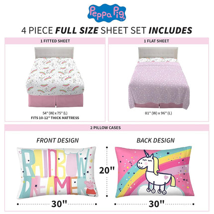 Franco Sheet Set, Microfiber, Peppa Pig, Full