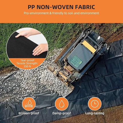 PioneerWorks Geotextile Landscape, 6ft x 50ft & 6oz Geotextile Fabric, PP Drainage 350N Tensile Strength & 440N Load Capacity, for Driveway & Road Stabilizationr, Erosion Control, French Drains