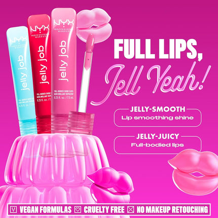 NYX Professional Makeup Jelly Job Peptide Lip Gloss, High-Shine Glassy Finish, Volumizing Peptide Complex & Cherry Oil, 16 Shimmer & Pure-Shine Shades, Shade: Orange Ya Jelly?