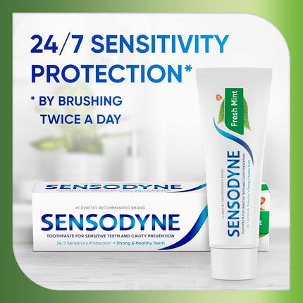 Sensodyne Fresh Mint Twinpack Toothpaste for Sensitive Teeth, 4 Ounce (Pack of 2)