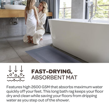 Bedford Home 100 Percent Cotton Reversible Long Bath Rug - Silver - 24x60