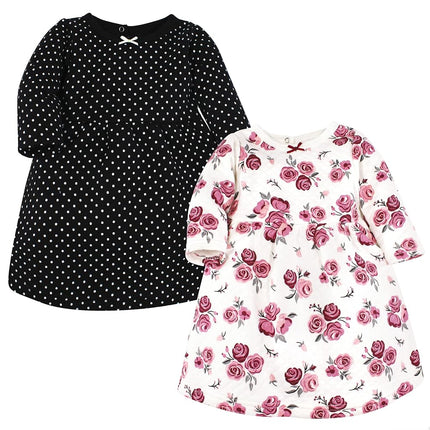Hudson Baby Baby Girls' Cotton Dresses, Burgundy Rose, 2T