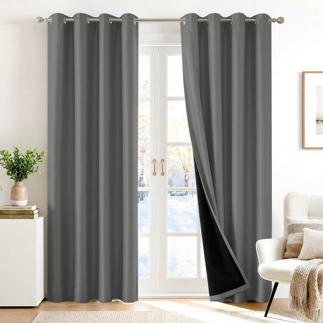 Deconovo Grey Blackout Curtains 84 Inch, Total Bla