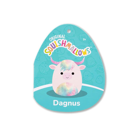Squishmallows Original 5in Dagnus the Tan Highland Cow with Rainbow Tie-Dye Belly – Official Jazwares Plush (Little)