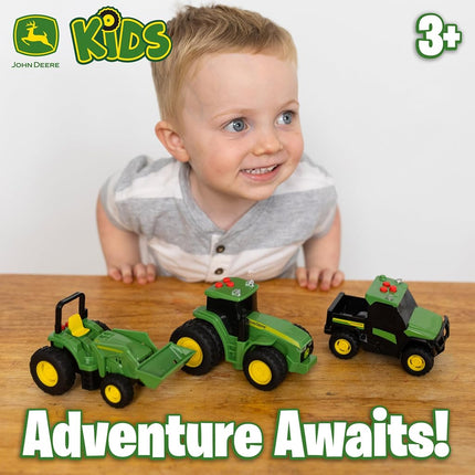 John Deere Mini Farm Vehicles 3 Pack, Toy Vehicles with Lights, Sounds and Friction Rev Motor, 7R Series Tractor, 6105M Tractor and Gator, Party Favor and Gift for Kids 3+