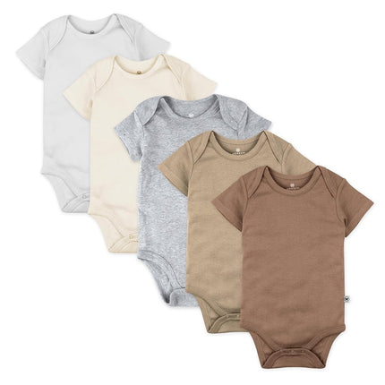 HonestBaby Lot de 5 grenouillères en coton biologique à manches longues pour bébé, lot de 5 couleurs naturelles dégradées, 3-6 mois