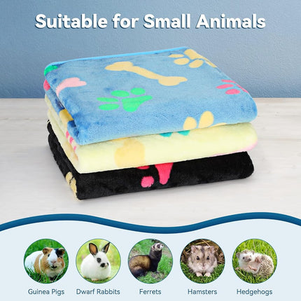 YUEPET 3 Pack Waterproof Guinea Pig Blankets, Fleece Cage Liners, M