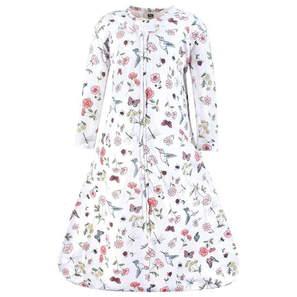Hudson Baby Unisex Baby Long Sleeve Cotton Jersey Sleeping Bag, Sack, Blanket, Hummingbird Garden, 6-12 Months
