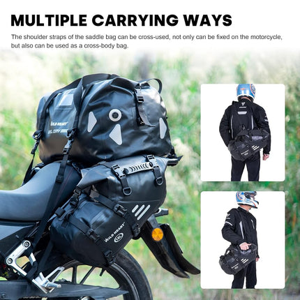 WILD HEART Motorcycle Saddlebags Waterproof 36L (18L*2) Motorcycle Side Saddlebags Pannier Bag Trunk Motorcycle Accessory (Black)