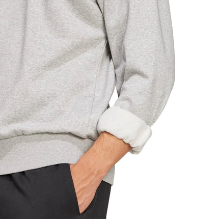 adidas Men's Essentials Feel Cosy Fleece Sweatshirt, Medium Grey Mottled/Black, Large, Medium grey mottled/black, L
