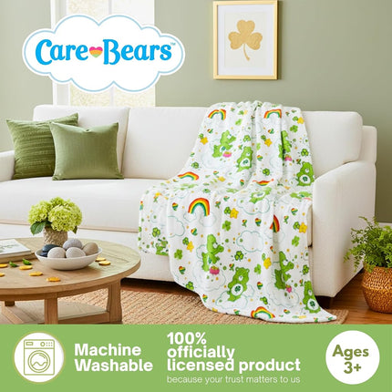 Care Bears Good Luck Bear St. Patrick's Day Cozy Throw 46 in x 60 in – Soft Cozy Plush for Couch, Bed & Travel, Nostalgic Collectible Gift (100% Officially Licensed Product) by Franco Collectibles®