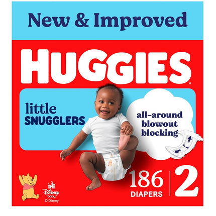 Huggies Little Snugglers Size 2 Baby Diapers, Size 2 (12-18 lbs), Packaging May Vary - 186 Count
