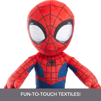 Mattel Marvel Plush Talkers Soft Toy, 11.75-Inch Spider-Man Figure with 10 Sounds & Phrases, Collectible Plush Doll, HPK96