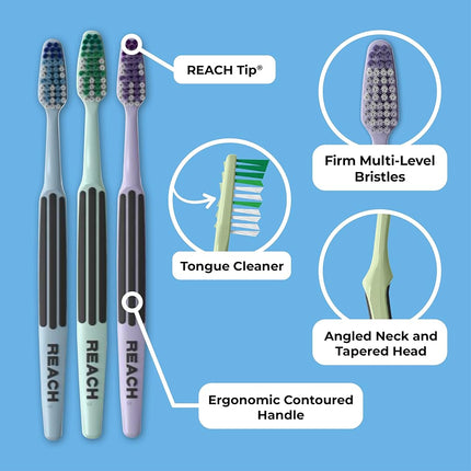Reach Advanced Design Toothbrush, Firm Bristles, 7 Count Value Pack