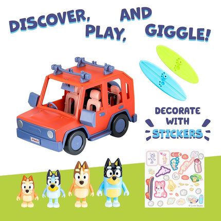 Bluey Heeler 4WD Family Toddler Toy Car, Pretend Play Toys, 4 Figures