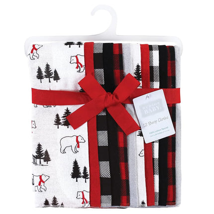Lot de bavoirs en flanelle de coton unisexe Hudson Baby, motif d'ours en carreaux de buffle, taille unique