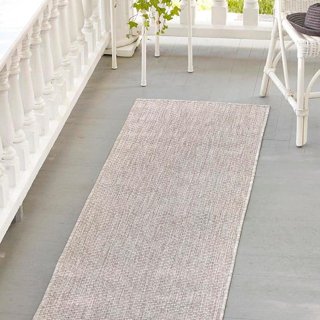Unique Loom Outdoor Solid Collection Area Rug - Solid (Runner 2' 7" x 10' 0", Beige)