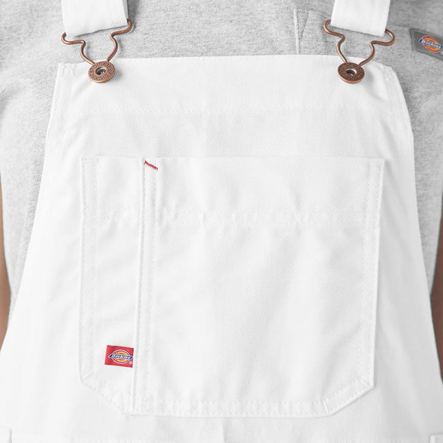 Dickies Women's Denim Bib Overall, White, Small