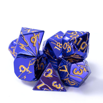 Metal Dice for DND - Ancient Cracked Lightning – Purple Gold Cracks