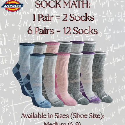 Dickies Women's Dri-tech Advanced Moisture Wicking Mid-crew Socks, Available in M-l (6, 12 Pairs), Grey Assorted 2 (6 Pairs), M