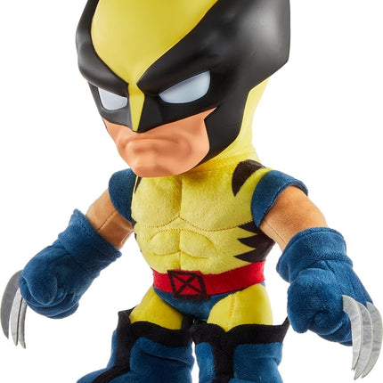 Mattel Marvel X-Men Plush Toy with Sounds & Talking, ’97 Wolverine Collectible with Yellow Suit & Retro Animation Style