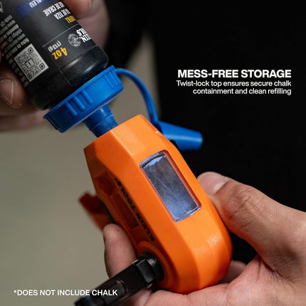 KLEIN TOOLS CHLK30S Compact Chalk Reel, 30-Foot, 3:1 Gear Ratio, Quick-Release Spool Clutch, Chalk Line and Twist-Lock Top with a Nested Hook Design