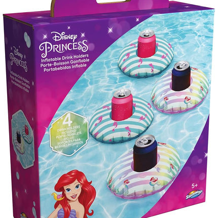 Swimways Disney Princess Floating Drink Holders, Inflatable Pool Cup Holders & Pool Party Supplies, Little Mermaid Toys for Kids Aged 5 & Up, 4-Pack