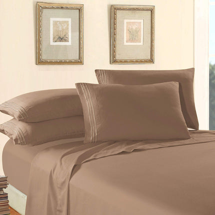 Juego de Sábanas Elegant Comfort, Bolsillo Profundo hasta 16 pulgadas, Microfibra, Gris Topo, California King