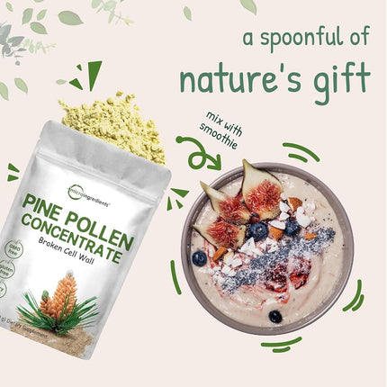 USDA Organic Pure Pine Pollen Powder, 6 Ounce, Supports Immune System Health, Boosts Energy, Antioxidant and Androgenic, No GMOs and Vegan Friendly
