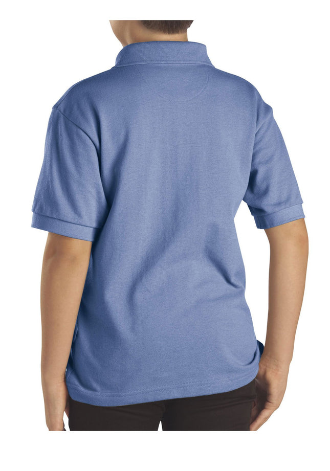 Dickies Big Boys' Short Sleeve Pique Polo Shirt, Light Blue, Small (8)