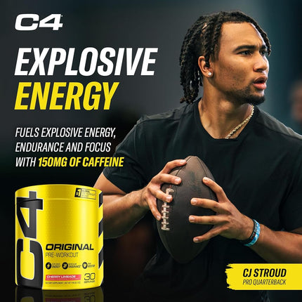 C4 Original Pre Workout Powder Cherry Limeade | Vitamin C for Immune Support | Sugar Free Preworkout Energy for Men & Women | 150mg Caffeine + Beta Alanine + Creatine | 30 Servings