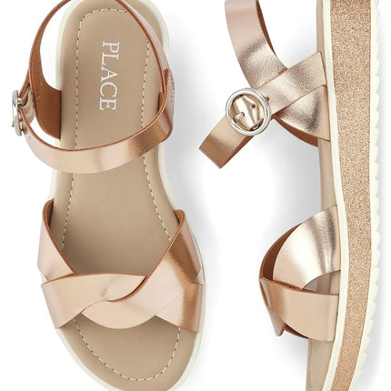 The Children's Place Sandales Compensées Enfant Unisexe, Or Rose, 12 Enfant