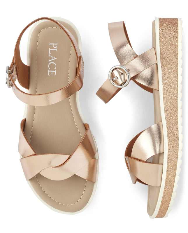 The Children's Place Unisex-Child Platform Sandals, Rose Gold, 12 Little Kid