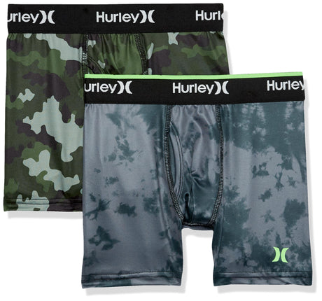 Hurley Boys' Classic Boxer Briefs (2-Pack), Black/
