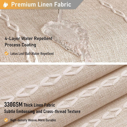 BTTN 48 x 72 Boho Linen Heavy Duty Cloth Shower Curtain Set, Tan/Taupe