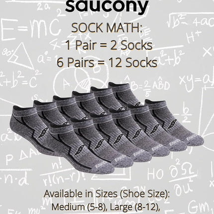 Saucony Men's, Grey Blue (6 Pairs), XX-Large Big Tall