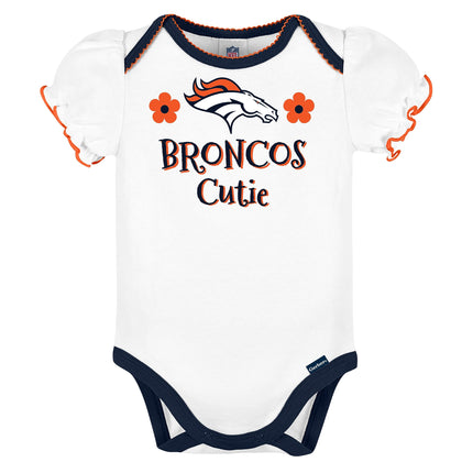 NFL Denver Broncos - Pack de 3 bodys para bebé niña, color del equipo, 18 meses