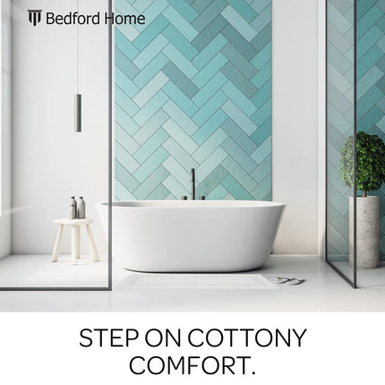 Alfombra de baño larga reversible Bedford Home 100% algodón - Blanco - 24x60