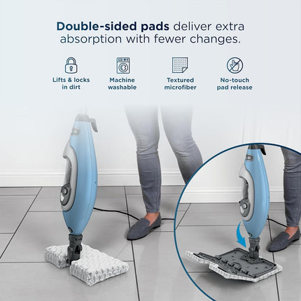 Limpiadora a vapor Shark Lift-Away con vaporizador de mano desmontable para suelos duros sellados, azulejos, lechada, hornos, encimeras, ventanas, baños, tapicería, incluye 5 herramientas versátiles, azul, S3972BRN