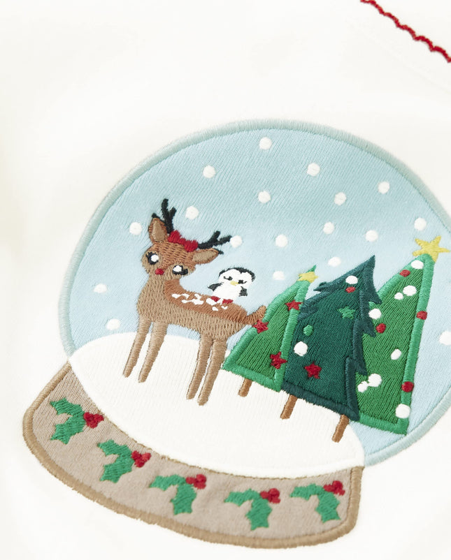 Gymboree Girls' and Toddler Fall and Holiday Embroidered Graphic Long Sleeve T-Shirts, Holiday Exp Snowglobe, 6