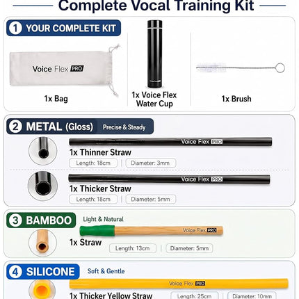 Voice Flex Pro Vocal Trainer for Singing - Voice Training Straws Set