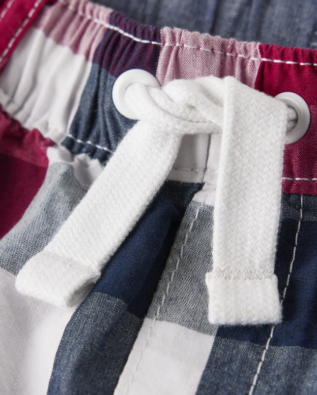 Gymboree Boys' and Toddler Pull on Shorts, Red/White/Blue Plaid, 12-18 Months
