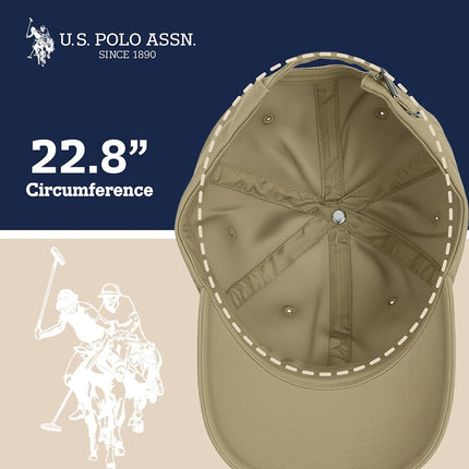 U.S. Polo Assn. Men's U.s Polo Assn. Cotton Adjustable Curved Brim With Embroidered Small Pony Logo Baseball Cap, Beige, One Size UK