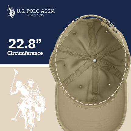U.S. Polo Assn. Men's U.s Polo Assn. Cotton Adjustable Curved Brim With Embroidered Small Pony Logo Baseball Cap, Beige, One Size UK
