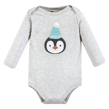 Hudson Baby unisex-baby Cotton Long-sleeve Bodysuits, Chill Out Penguin, 6-9 Months