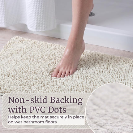 Bedford Home 2-Piece Memory Foam Shag Bath Mat, White