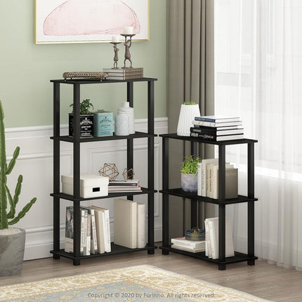 Furinno Turn-S-Tube 3-Tier Compact Multipurpose Shelf Display Rack with Square Tube, Light Blue/White